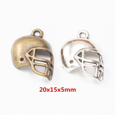 Front and finish comparison of football helmet charm