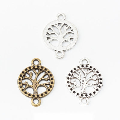 round tree of life two loop connectors in two finishes shown together in the available finishes