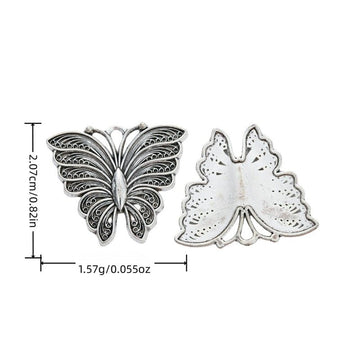 Engraved Butterfly Alloy Charm in Antique Silver Finish