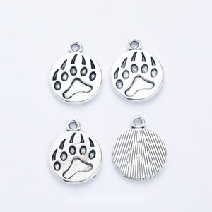 Round Bear Paw Detailed Metal Charm in 1 Finish for Crafting