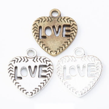 Openwork Love Heart Charm Metal Jewelry Making Component