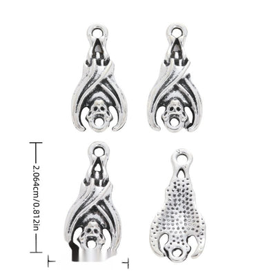 Front and reverse views of teardrop bat charms with measurement and weight guides