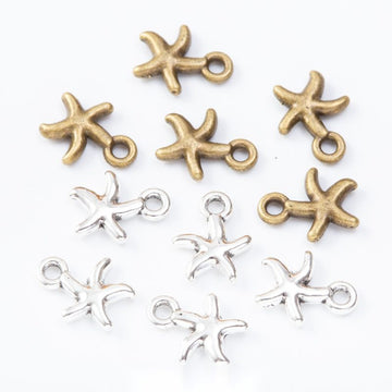 Small Starfish Charm Pendants in 2 Metal Finish Options