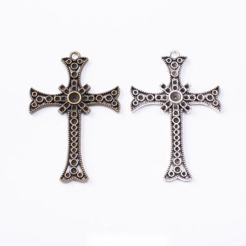 Ornate Cross Metal Charm Pendant For Jewelry Making