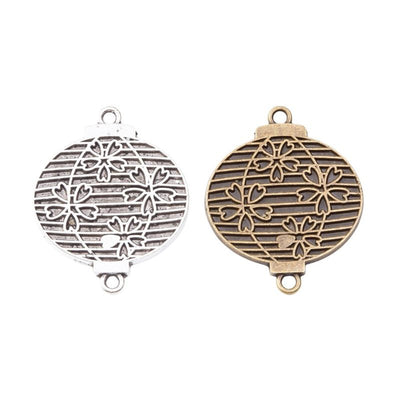 Finish overview of cherry blossom lantern connector metal charm
