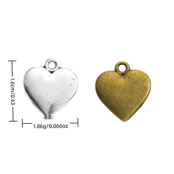 Smooth Heart Charm in 2 Metal Finishes for Jewelry Making