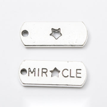 MIRACLE Star Letter Tag Pendant Charm in Antique Silver