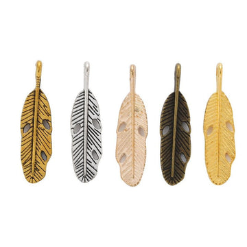 Cutout Feather Charm in 5 Metal Finishes for Jewelry Making