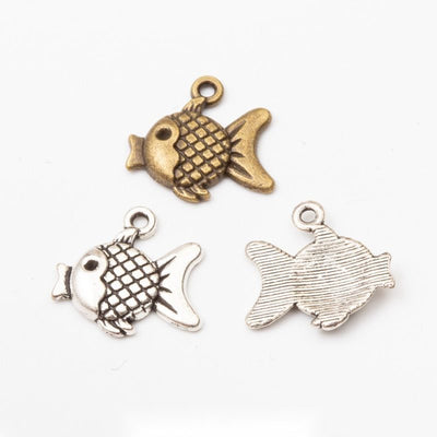 Group view of rounded fish silhouette with crosshatched scale texture