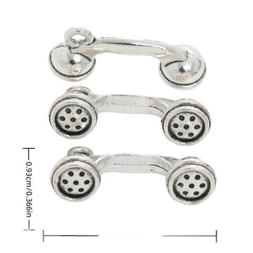 Telephone Receiver Metal Charms in Antique Silver Finish