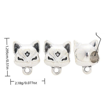 Fox Head Three Way Bail Bead in Textured Metal for Jewelry Making