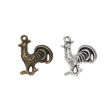 Rooster Charm Alloy Jewelry Making Component in 2 Finish Options