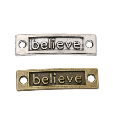 Believe Curved Two Loop Connector in Two Antique Finishes