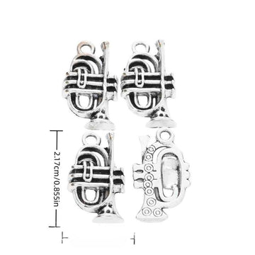 Vintage Style Metal Trumpet Instrument Charm in 1 Metal Finish