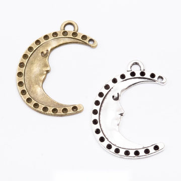 Crescent Moon Connector Charm in Two Antique Finishes