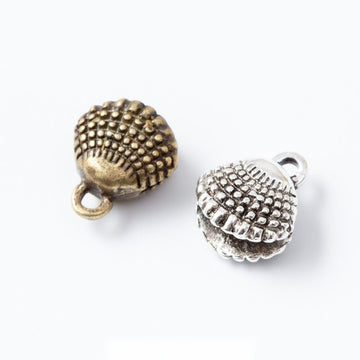 Antique Bronze and Silver Textured Shell Charms for Jewelry Making