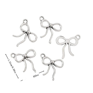 Ribbon Bow Metal Charm Pendant Jewelry Making Component