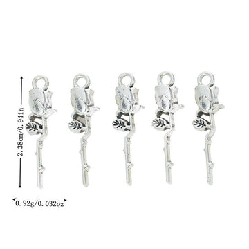Layered Five Petal Flower Metal Charm in Antique Silver Tone