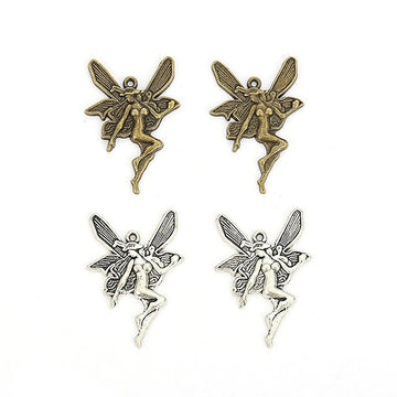 Winged Fairy Charm in Two Antique Metal Finishes for Jewelry