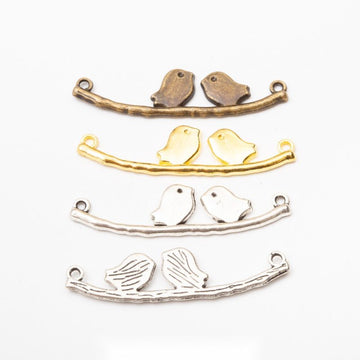 Lovebirds Branch Connector Metal Pendant for Jewelry Making