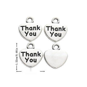 Thank You Heart Metal Charm In 1 Finish Option for Jewelry Making