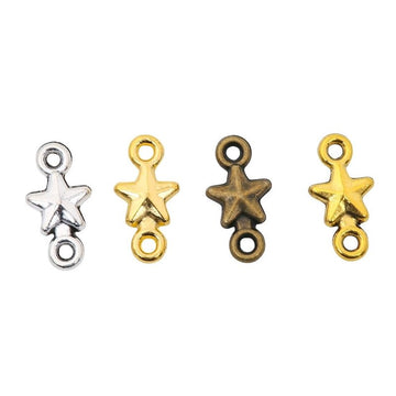 Ringed Figure Star Metal Charm for Jewelry Making in 4 Visible Finishes