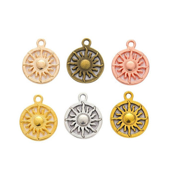 Round Openwork Sun Metal Charms in Six Finish Colors