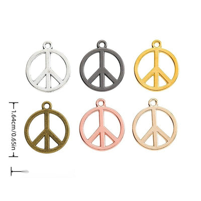 Product photo 1 of the round peace sign charm highlighting its open circular peace symbol with a top loop