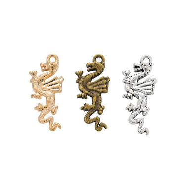 Side Profile Dragon Charm Metal Pendant for Jewelry Making