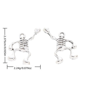 Articulated Skeleton Metal Charm in Antique Silver Tone