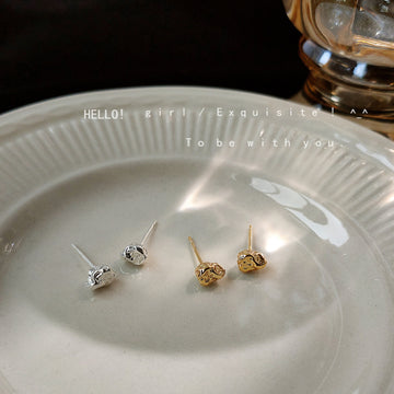 Irregular Molten Nugget Texture Mini Stud Earrings
