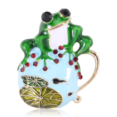 Frog On Lily Pad Brooch shown alone on a light background