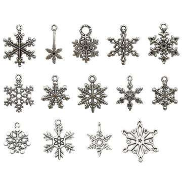 Metallic Snowflake Metal Charms for Jewelry and Craft Projects