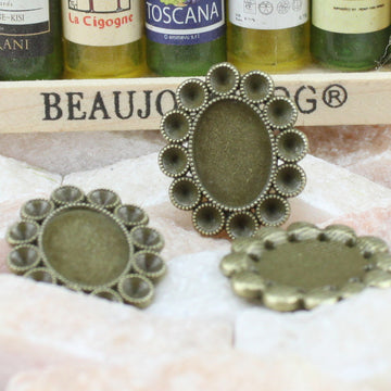 Oval Beaded Cluster Pendant Tray Jewelry Making Component