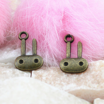 Long Ear Rabbit Head Metal Charms in Gold, Bronze and Silver Tones