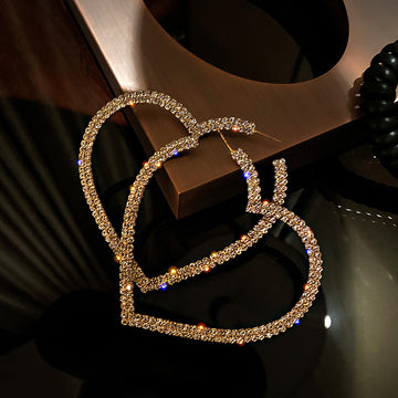 Crystal Heart Hoop Earrings with Sparkling Stone Details