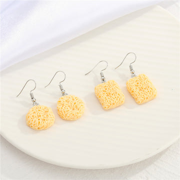 Instant Noodle Resin Hook Earrings in Round and Rectangular Shapes