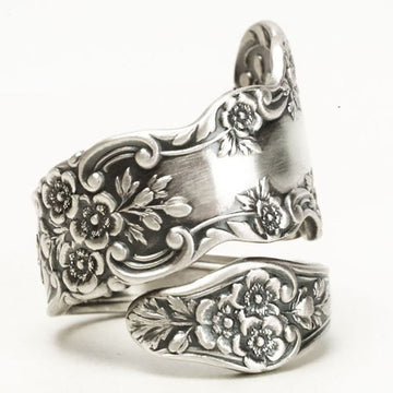 Floral Engraved Wrap Ring In Antiqued Gold And Silver Tones