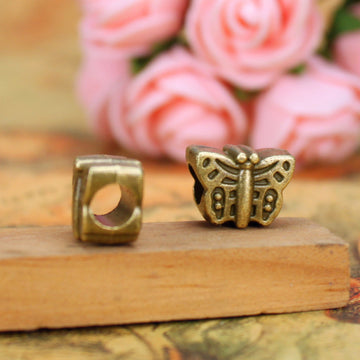 Butterfly and Geometric Pattern Metal Large Hole Beads
