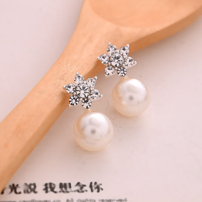 Primary supplied view of clear snowflake pearl-look ball earrings