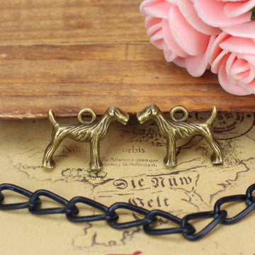 Standing Dog Metal Charms in Gold, Bronze and Silver Tone Finishes