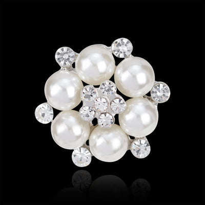Front product view of the flower brooch pin in black and silver