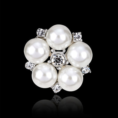Front product view of the flower brooch pin in black and silver