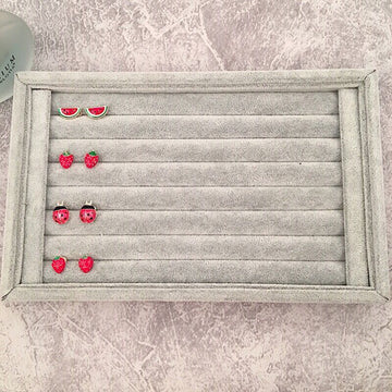 Velvet Slot Jewelry Display Tray Boxes in Three Colors