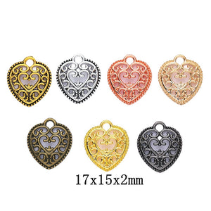 Zinc Alloy Heart Charm Pendant No.799665 for DIY Necklace Bracelet Jewelry Making