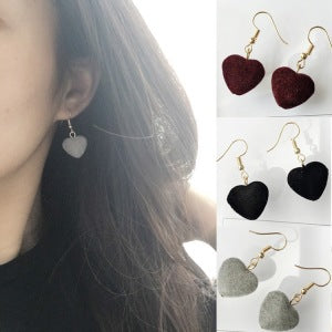 Primary supplied view of velvet-look heart hook earrings