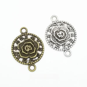 Zinc Alloy Rose Charm Pendant No.788606 for DIY Necklace Bracelet Jewelry Making