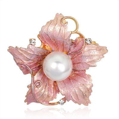 Front product view of the flower brooch pin in red and gold