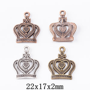 Zinc Alloy Crown Charm Pendant No.897186 for DIY Necklace Bracelet Jewelry Making