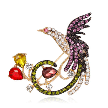 Red Gold Tone Phoenix Metal Brooch Pin for Jackets and Lapels